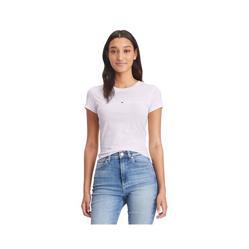 Tommy Jeans Womens Cotton Slim-Fit Tonal-Logo T-Shirt