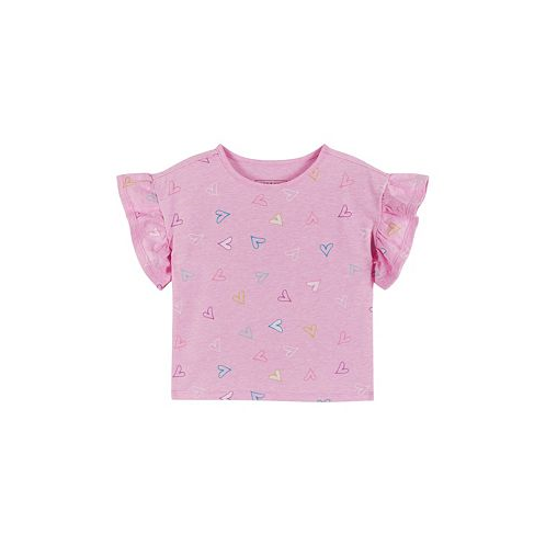 Andy & Evan Toddler/Child Girls Heart Print Ruffle Sleeve Jersey Tee
