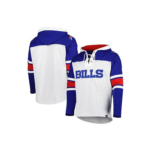 47 Brand Mens Buffalo Bills Heather Gray Gridiron Lace-Up Pullover Hoodie