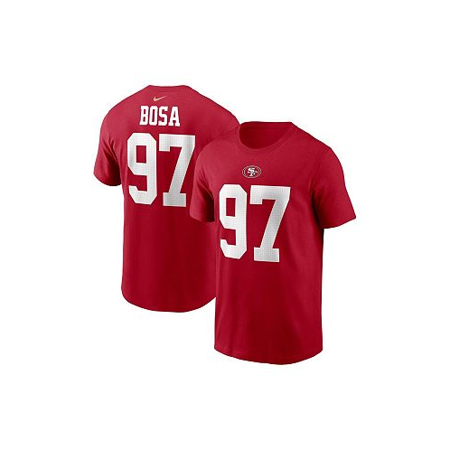Nike Mens Nick Bosa Scarlet San Francisco 49ers Player Name and Number T-shirt