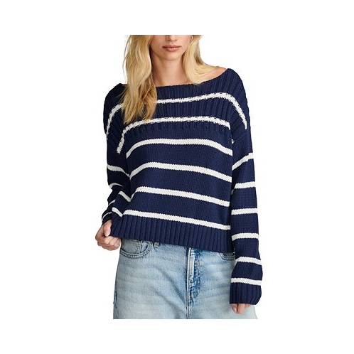 Lucky Brand Womens Cotton Striped Boat-Neck Sweater