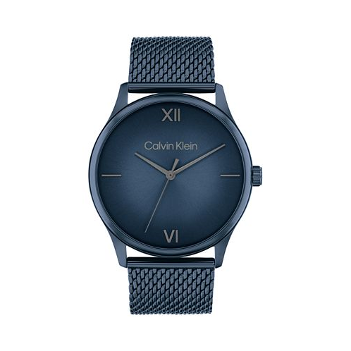 Calvin Klein Mens Ascend Blue Stainless Steel Mesh Bracelet Watch 43mm