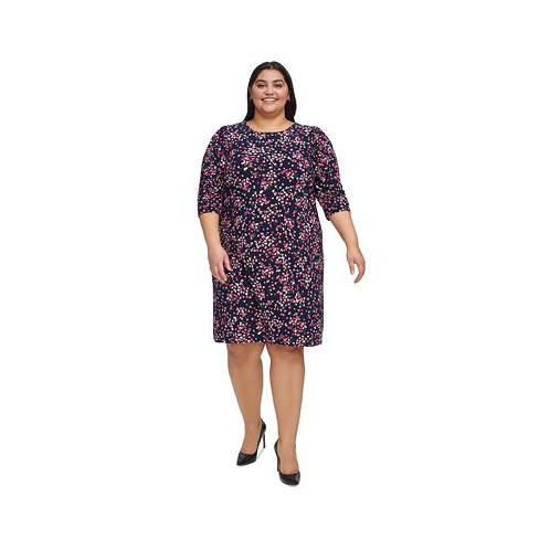 Tommy Hilfiger Plus Size Floral 3/4-Sleeve Jersey Dress