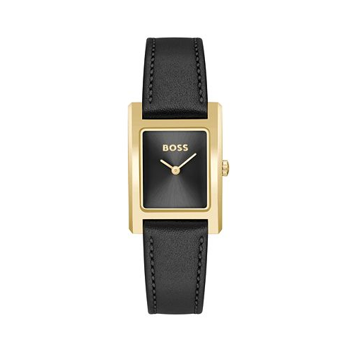 Hugo Boss BOSS Womens Lucy Quartz Basic Slim Black Leather Watch 23mm