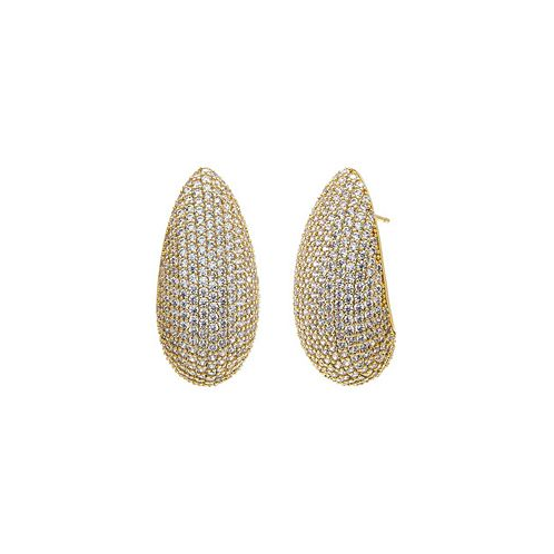 By Adina Eden Pave Puffy Oval on the Ear Stud Earring