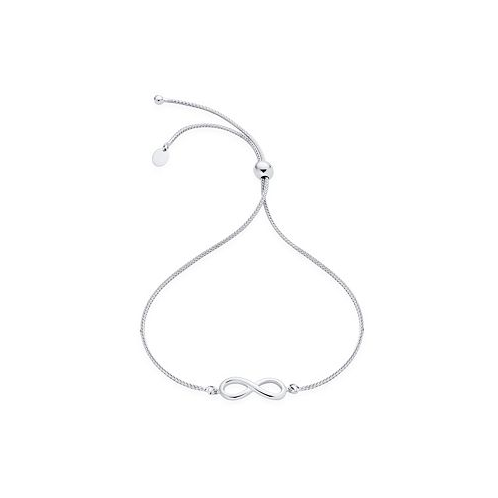 Bling Jewelry Romantic Minimalist Simple Slide Love Knot Symbol Infinity Bolo Bracelet For Women Teens .925 Sterling Silver Adjustable