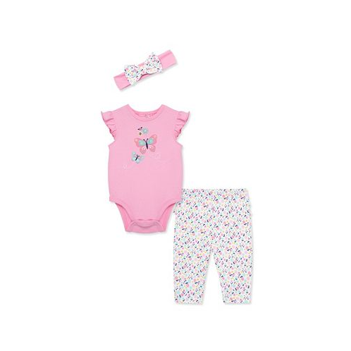 Little Me Baby Girls Butterfly Bodysuit Pant Set with Headband