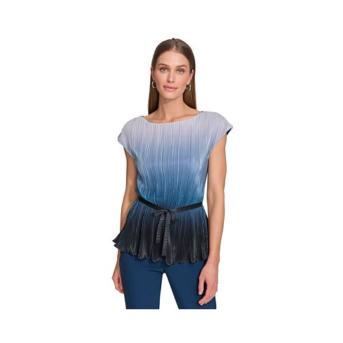 DKNY Womens Pleated Ombre Blouse