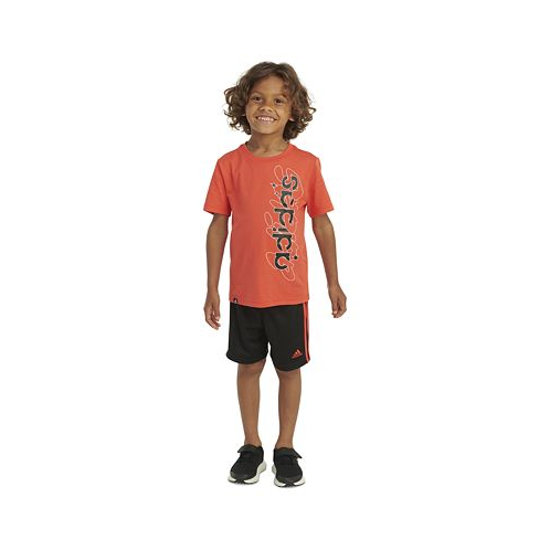 Adidas Toddler & Little Boys 2-Pc. Logo Graphic T-Shirt & 3-Stripes Mesh Shorts Set