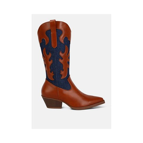 London Rag fallon faux leather patchwork cowboy boots