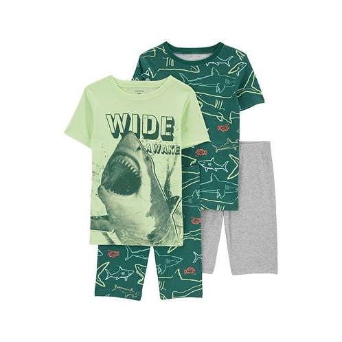 Carters Big Boys Shark Print Pajama Set 4 Piece Set