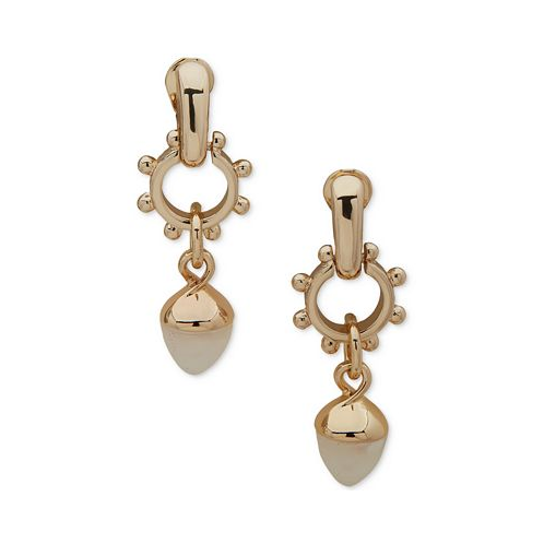 Anne Klein Gold-Tone Imitation Pearl Clip-On Linear Drop Earrings