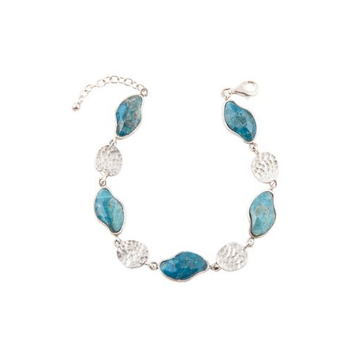 Barse Luna Genuine Blue Apatite Abstract Line Bracelet