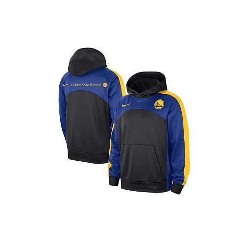 Nike Mens Black Royal Golden State Warriors Authentic Starting Five Force Performance Pullover Hoodie