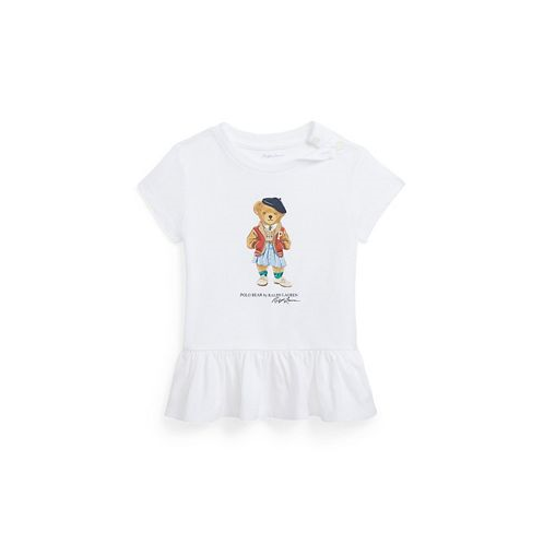 Polo Ralph Lauren Baby Girls Polo Bear Cotton Jersey Peplum T Shirt