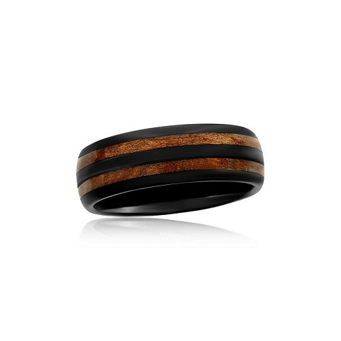 Metallo Genuine Wood Inlay Tungsten Ring