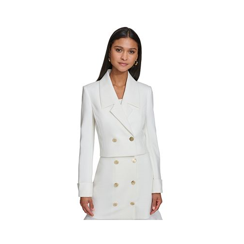 Karl Lagerfeld PARIS Womens Double-Breasted Cropped Blazer