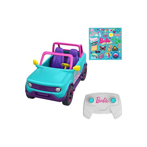 Hot Wheels Barbie RC SUV and Stickers Battery-Powered Toy Truck Fits 2 Barbie Dolls