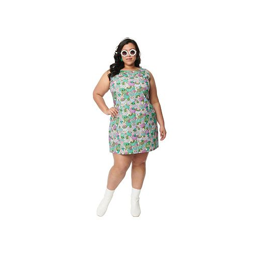 Smak Parlour Plus Size Printed Scoop Neck Sleeveless Shift Dress