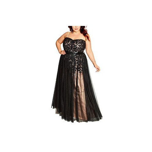 CITY CHIC Plus Size Embroidered Tulle Maxi Dress