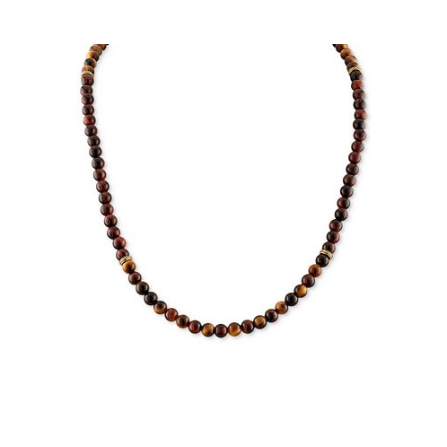 Esquire Mens Jewelry Red Tiger Eye Statement Necklace in 18k Gold-Plated Sterling Silver Created by Macys