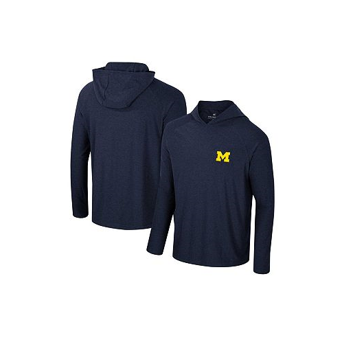 Colosseum Mens Navy Michigan Wolverines Cloud Jersey Raglan Long Sleeve Hoodie T-shirt
