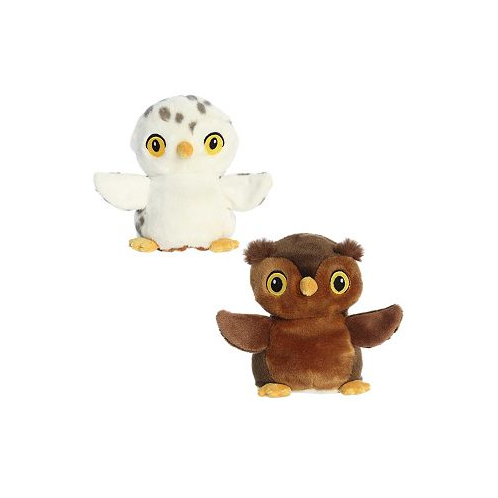 Aurora Small Reversible Eco Pairs: Snowy Owl and Barn Owl Eco Nation Eco-Friendly Plush Toy Brown 6.5