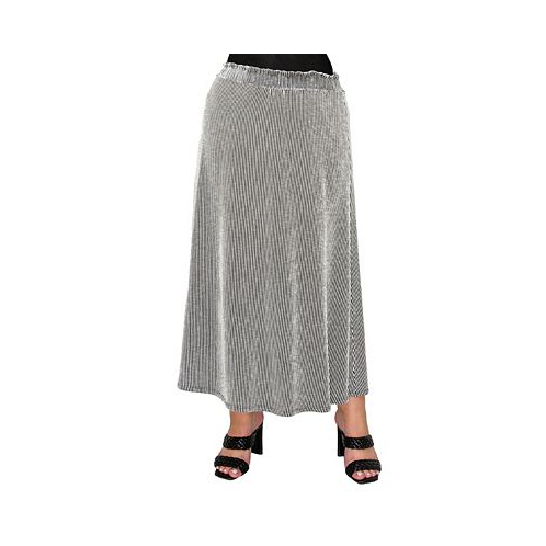 COIN 1804 Plus Size Span Rail Textured Rib Elastic Waist Maxi Skirt