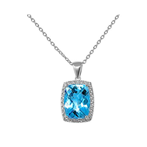 Macys Blue Topaz (11 ct. t.w.) & White Topaz (3/4 ct. t.w) 18 Pendant Necklace in Sterling Silver