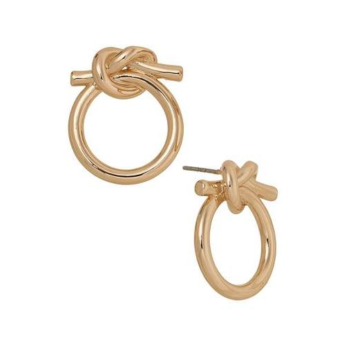 On 34th Gold-Tone Knotted Front-Facing Hoop Earrings