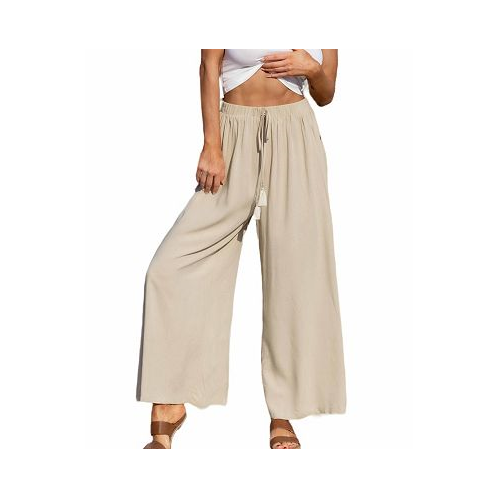 CUPSHE Womens Tassel Lace-Up Side Button Pants