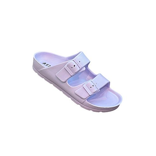 Andrew By Andrew Stevens Comfort Slides Double Buckle Adjustable Scooby Flat Sandals
