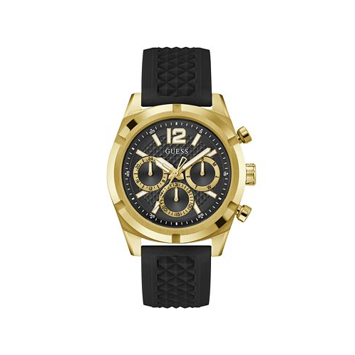 GUESS Mens Multi-Function Black Silicone Watch 44mm