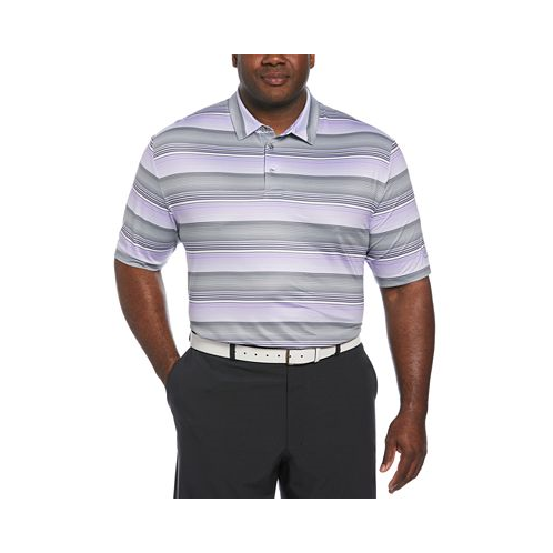PGA TOUR Mens Big & Tall Linear Energy Stretch Moisture-Wicking Textured Stripe Golf Polo Shirt