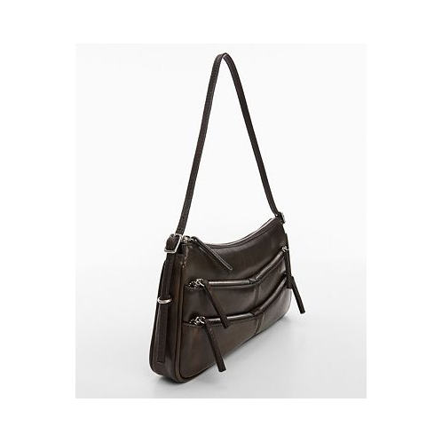 MANGO Womens Zip-Detail Shoulder Bag