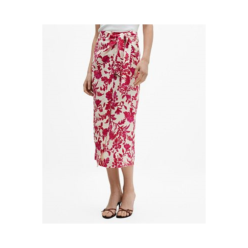 MANGO Womens Floral Wrapped Skirt