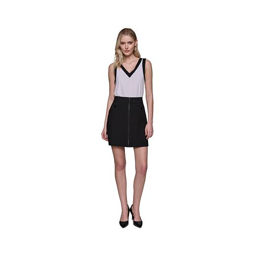 Karl Lagerfeld Womens Faux-Front-Zipper Mini Skirt