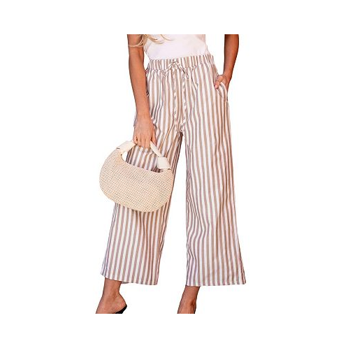 CUPSHE Womens Striped Front Tie Wide Leg Pants