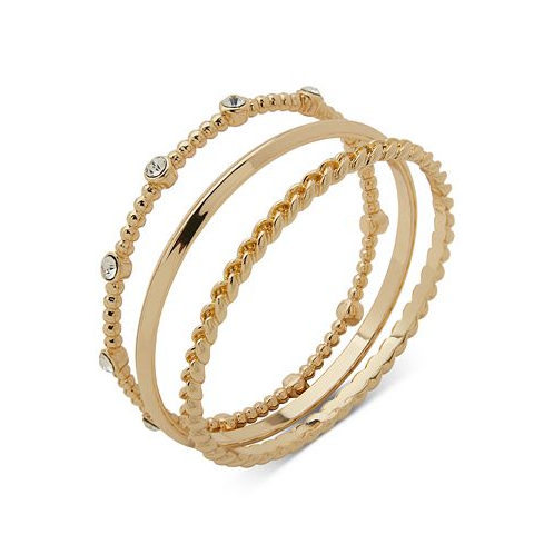 Anne Klein Gold-Tone 3-Pc. Set Crystal Bangle Bracelets