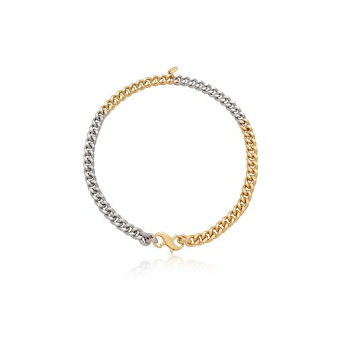 ETTIKA Mixed Metal Chain Link Rhodium and 18k Gold Plated Necklace