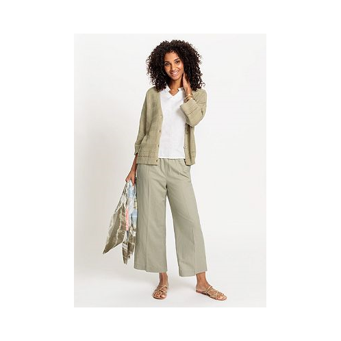 Olsen Womens Anna Fit Wide Leg Cotton Linen Pull-On Culottes
