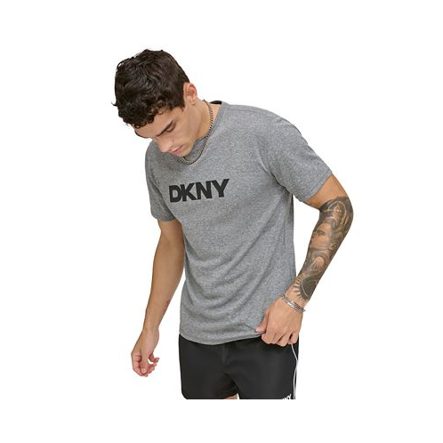DKNY Mens Rash Guard Short Sleeve Crewneck Logo Graphic T-Shirt