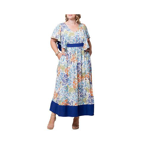 Kiyonna Plus Size Mediterranean Breeze Maxi Dress with Pockets