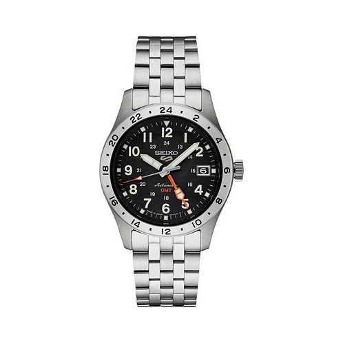 Seiko Mens Automatic 5 Sports GMT Stainless Steel Bracelet Watch 39mm