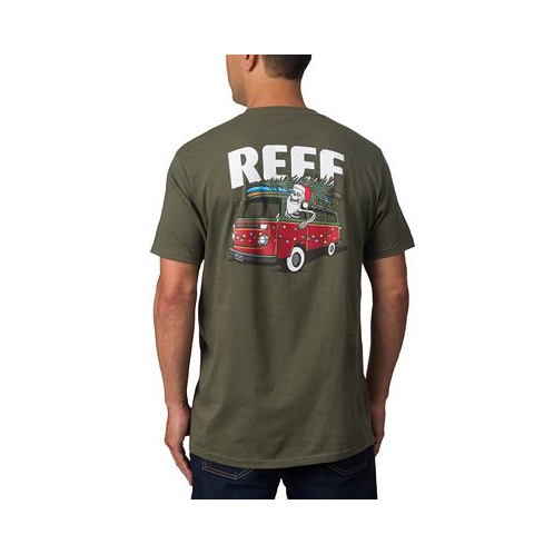 REEF Mens Cotton Logo Santa Skeleton Graphic T-Shirt