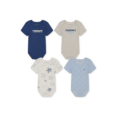Tommy Hilfiger Baby Boys Patterned Short-Sleeve Bodysuits Pack of 4