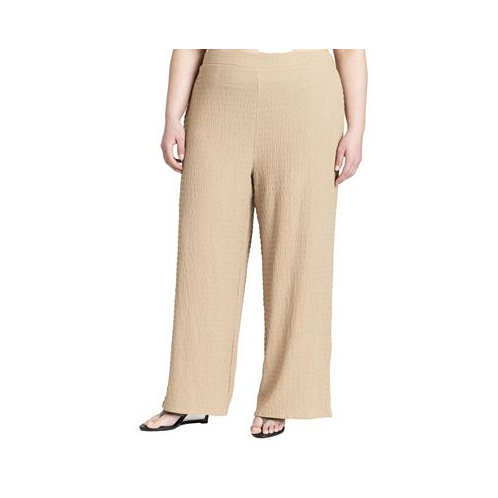 ELOQUII Plus Size Pintuck Detail Linen-Blend Trouser