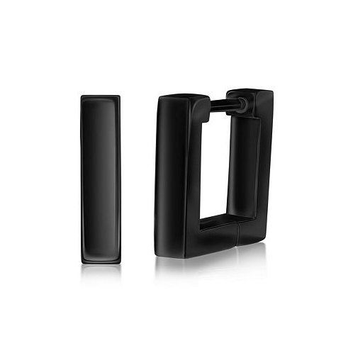 Metallo Stainless Steel Gold Plated or Black Pated Over Stainless Steel 12mm Square Huggie Earrings