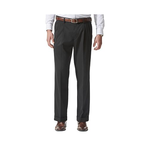 Dockers Mens Comfort Relaxed Pleated Cuffed Fit Khaki Stretch Pants