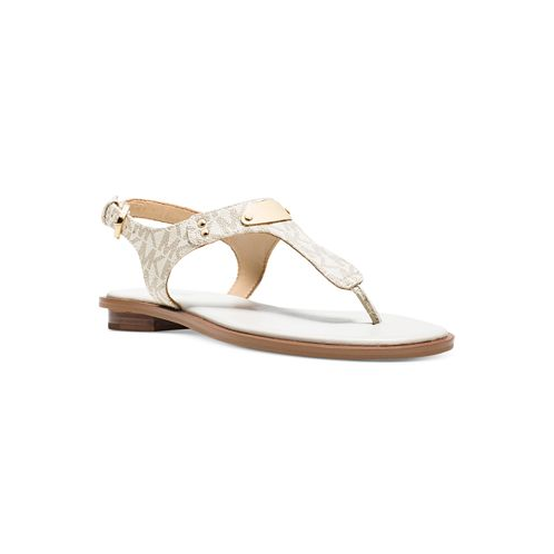 Michael Kors Womens MK Plate Flat Thong Sandals